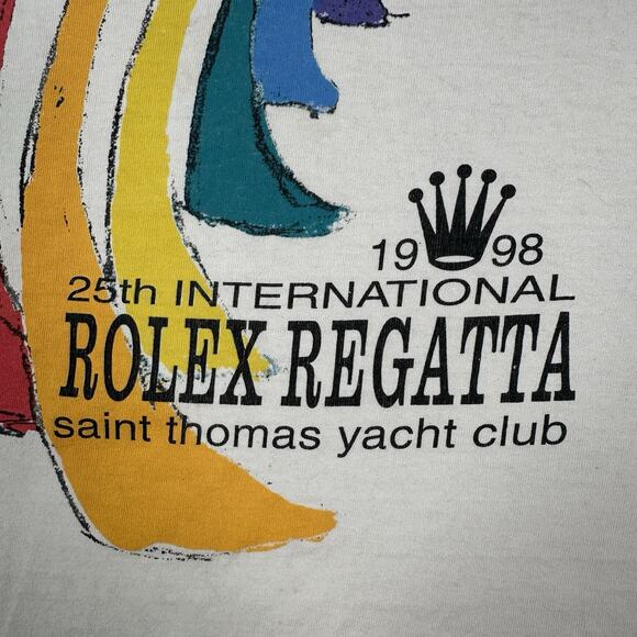 VTG Rolex Regatta Tank Top Shirt Men’s Size M White 1988 St Thomas Yacht Club - Picture 3 of 9